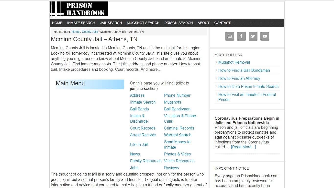 Mcminn County Jail – Athens, TN - Prison Handbook